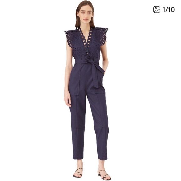 Rebecca Taylor Ariana Eyelet Embroidered Jumpsuit (6) - Picture 4 of 4